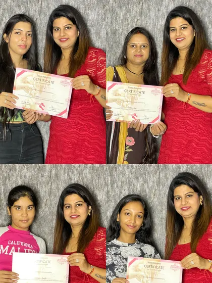 A collage of happy graduates from our nail extension course. We are so excited to see them start their careers as professional nail artists.