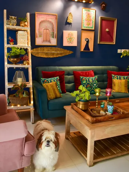 Who’s more appealing, me or my mom’s decor? My furry boy Tofu always steals the show, no matter how well-styled the room is.