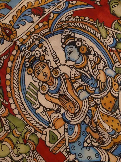 This is a glimpse into my Kalamkari Edition, featuring a wide array of hand-painted dupattas and fabrics from the Indralokam series. Each piece is a unique story, available for you to customize into your dream outfit.