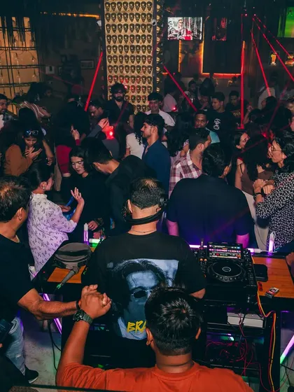 From behind the decks at Pitchers Cafe Bar, you can see the red lasers and the packed dance floor. This is my perspective every weekend.