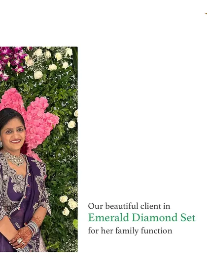 A closer look at my beautiful client wearing the Emerald Diamond Set for her family function. She shines so brightly, and I am honored to have been a part of her special day.