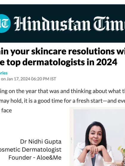 I am honored to be featured by the Hindustan Times as a top dermatologist. My mission is to provide safe, effective, and science-backed skincare advice, and this recognition helps me spread that message.