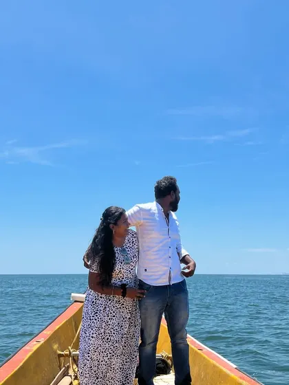 Taking in the panoramic views of the sea. Our boat rides offer a unique perspective and a serene environment for any celebration.