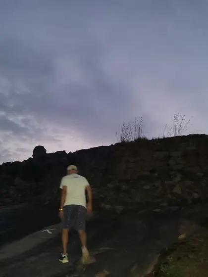 The pre-dawn hike up the rocky terrain of Minchukallu Betta. We start in the dark to catch the first light of day.