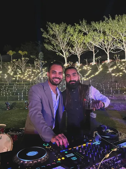 At the console with DJ Ganesh during a celebrity wedding in Udaipur. We collaborate with top industry professionals to ensure a seamless and high-quality event.