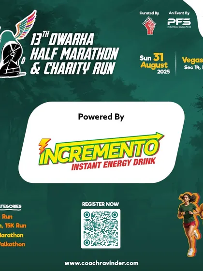 The Dwarka Half Marathon, powered by Incremento Instant Energy Drink.