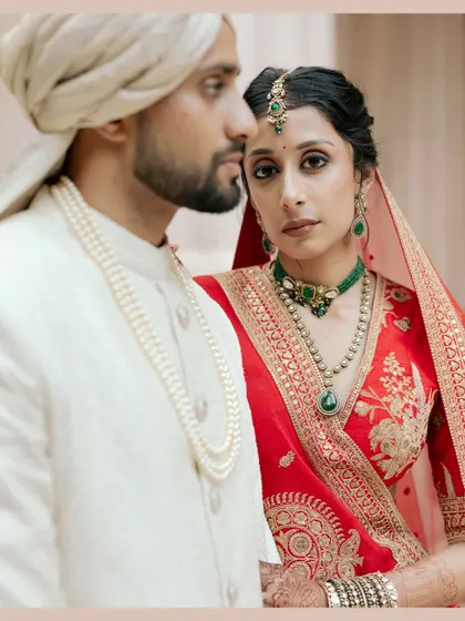 An intense and soulful portrait of Avin and Nikki. This close-up captures the deep connection and emotion shared between them on their wedding day.