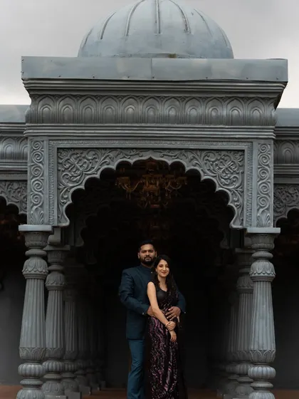 The same stunning pose, showing the consistency and perfection of their pre-wedding looks.