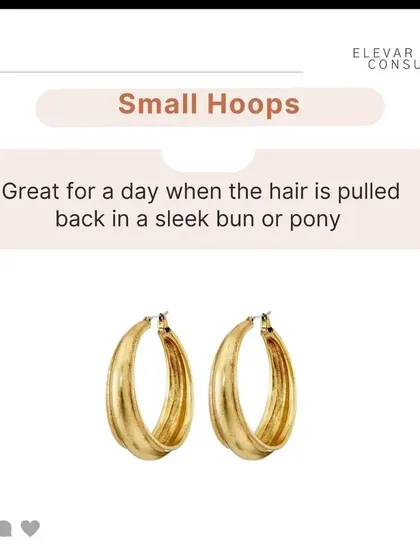 Small hoops are a stylish choice, especially on days when you wear your hair pulled back in a sleek bun or ponytail. This is the same as media 56.