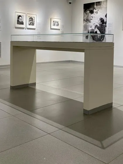 The play of light and shadow in a gallery at the Museum of Art and Photography (MAP). The lighting is designed to be precise and functional for the art, while also creating a calm and contemplative atmosphere in the space.