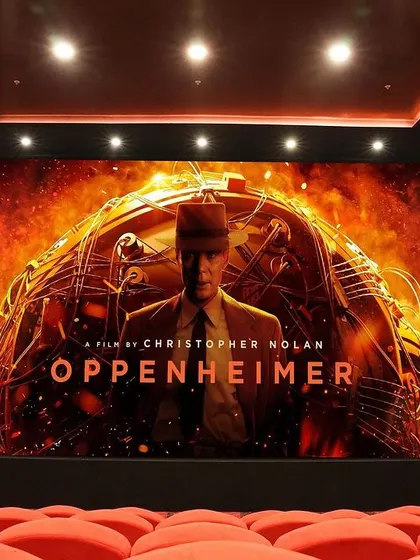 A close-up of the screen from the front rows, showing the incredible detail and color of the 4K projection.