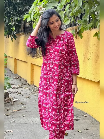 Elegant and effortless. Our magenta floral kurta co-ords are perfect for a dreamy look on a breezy summer day.