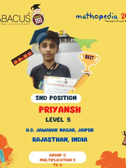 Priyansh from our Jaipur head office, holding his certificate for 2nd Position.
