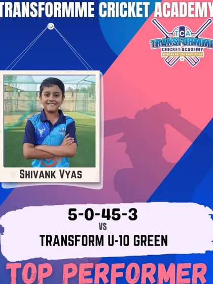 Shivank Vyas's top performance with a 3-wicket haul in a U-10 practice match.