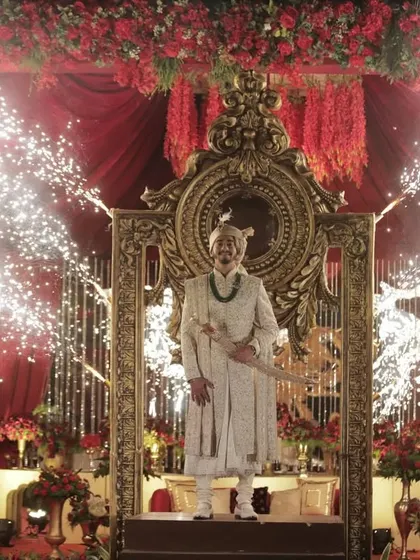 A groom's entry fit for a king. We use grand props, dramatic lighting, and cold pyrotechnics to create a powerful and regal entrance that sets the tone for the entire ceremony.
