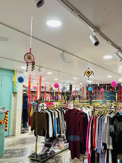 This shot shows the mix of different types of hanging decorations we use to create a layered and interesting look.