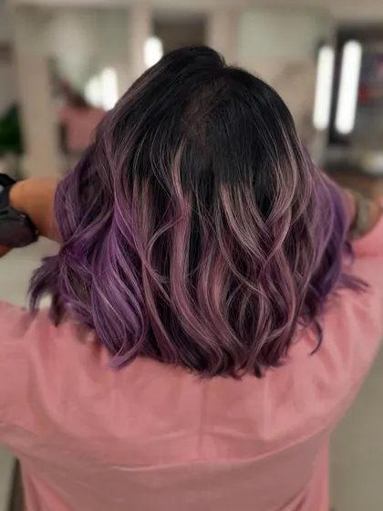 The back view of this lilac bob shows off the beautiful blend of purple tones. (No filter)