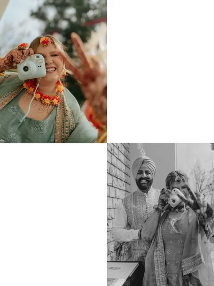 A fun, modern twist with a polaroid camera. I love when couples bring their own personality to the photos.