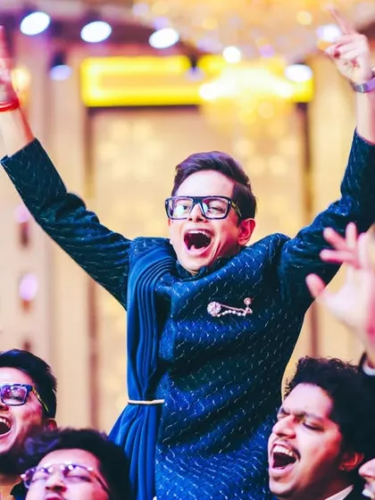 The pure energy of a ring ceremony celebration! We love capturing the groom and his friends in these moments of high-spirited fun and excitement.