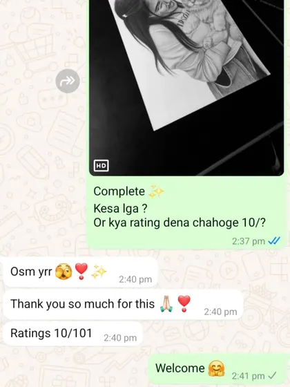 "Osm yrr... Ratings 10/101". Such an amazing and funny rating from my client in Gujarat for her pet portrait.