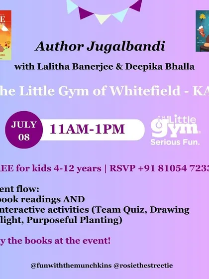 Our second Author Jugalbandi was held at The Little Gym in Whitefield. We invited families to join us for a free event filled with stories, quizzes, and creative fun.