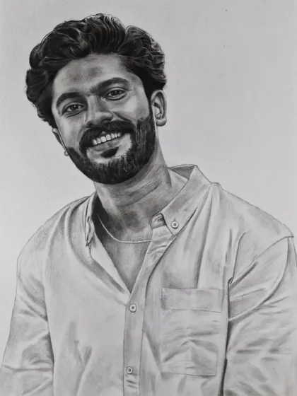 A commissioned portrait of a smiling man. Capturing genuine happiness in my sketches is one of the best parts of my work.
