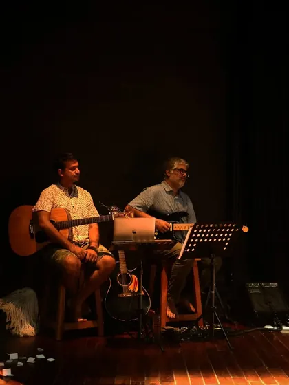 Live music is at the heart of "Gretel." Musicians Ananth Menon and Vedanth Bharadwaj provide a live folk and rock score that drives the narrative and enhances the on-stage action.