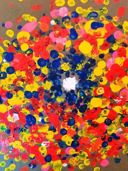 Our artistic interpretation of a nebula using the pointillism technique. This project combines art with astronomy, showing how science can inspire creativity.