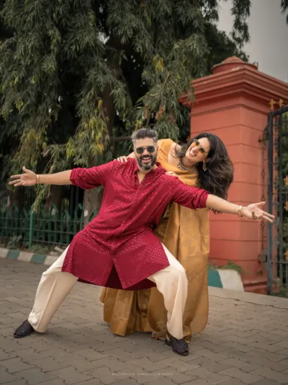 Letting their fun personalities shine. We encourage couples to be themselves, whether it's romantic, playful, or a bit of both.