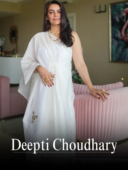 The elegant Deepti Choudhary in a one-shoulder white Wasabi ensemble. Our clothes are designed to flow with every side of you, celebrating the many roles you play.