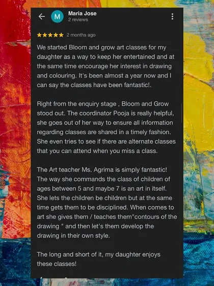 This detailed review praises our helpful coordination, fantastic teaching, and the way we balance discipline with letting children develop their own style.