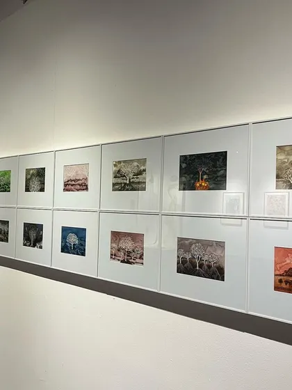 Another view of my exhibition at the Kochi Biennale. This collection focused on the theme of trees, with each piece exploring a different form and style.