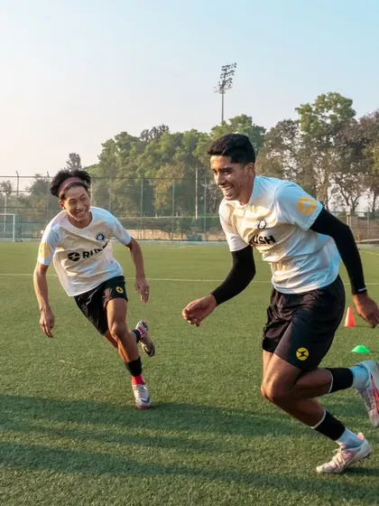 Amit and Ramgashan in a friendly race during a warm-up. The energy and spirit in training are always high.