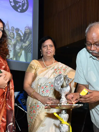 The lamp lighting ceremony, a symbol of knowledge and enlightenment, marks the official start of our Annual Day event. Our honorable guests come together to perform this auspicious tradition.