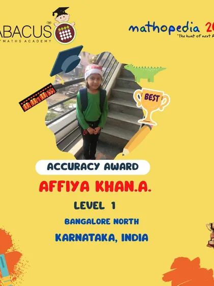 Affiya Khan A from Bangalore North, recognized with an Accuracy Award.