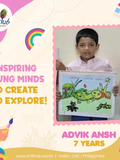 We inspire young minds like 7-year-old Advik Ansh to create and explore with his wonderful drawing of insects in nature.