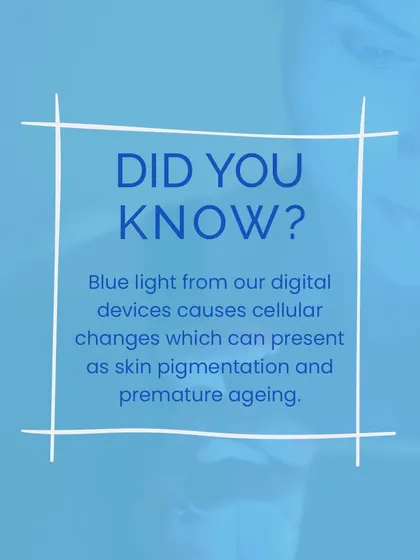Did you know blue light from digital devices can cause cellular changes that present as pigmentation and premature aging? This is why protection is key, even indoors.
