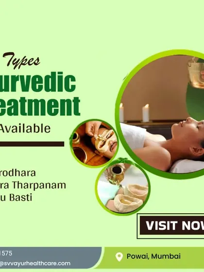 We offer a full spectrum of Ayurvedic treatments at our clinic. This includes specialized therapies like Shirodhara for the mind, Netra Tharpanam for eye care, and Janu Basti for knee pain, all designed to address specific health concerns.