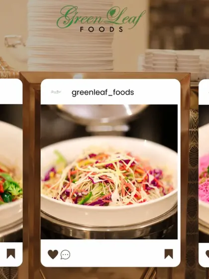 Our destination in catering is excellence. This graphic showcases some of our colorful salad preparations, reflecting our commitment to fresh, healthy, and visually appealing food.