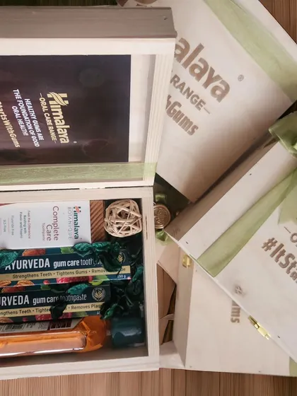 A closer look at the custom wooden boxes we created for Himalaya's Ayurveda-inspired oral care range. The design features engraved branding and a theme that reflects the natural essence of the products inside.
