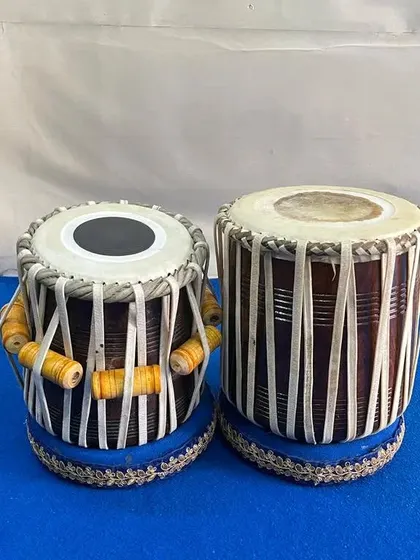 A newly delivered professional tabla jodi. We supply high-quality percussion instruments for all musical needs, ensuring each pair is matched for tone and quality.