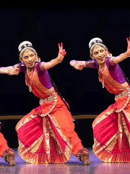 A fun, energetic pose from 'Abhilasha', where I portray one of the gopas. This shows the versatility of my roles, from the divine heroine to the playful cowherd.