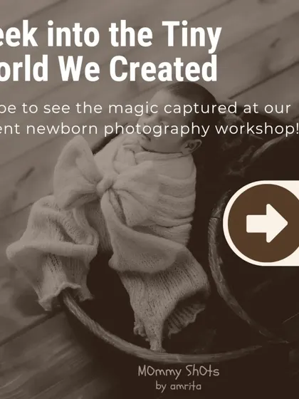 The introductory slide for a carousel showcasing the magical results from a recent newborn workshop.
