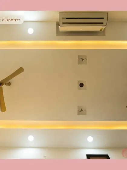 A simple yet effective false ceiling design in the Chromepet project, with recessed rectangular lighting that provides warm, ambient illumination.