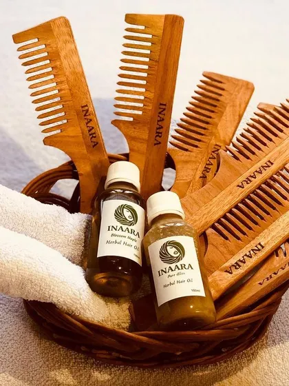 The perfect herbal toolkit for your hair. My Neem combs and hair oils work together to create a healthy scalp environment, reduce breakage, and promote strong, beautiful hair.