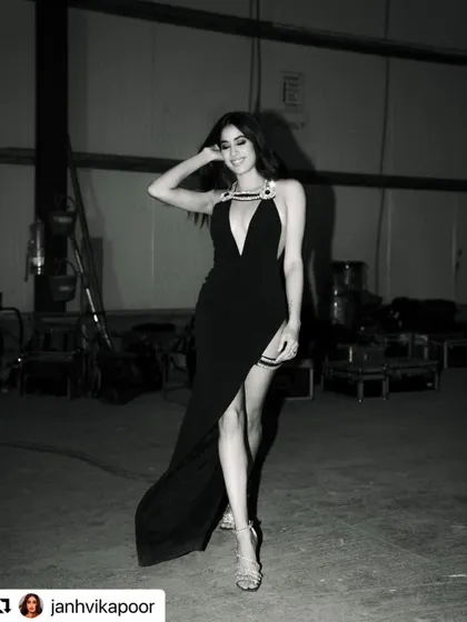 Black and white glamour. This shot of Janhvi captures the timeless, classic movie star vibe we were aiming for with her Filmfare look.