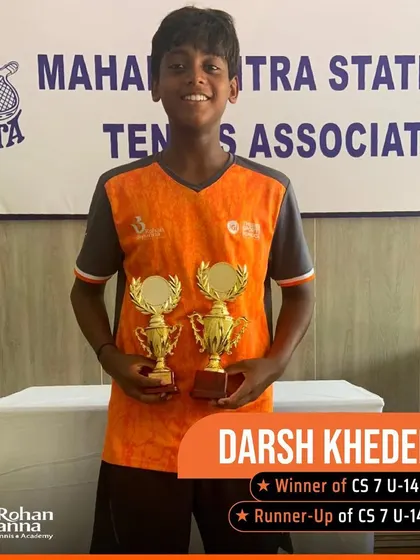 Darsh Khedekar continues to impress, securing the singles runner-up and doubles champion titles at the AITA CS7 U-14 tournament in Mumbai. A true rising star in the making!