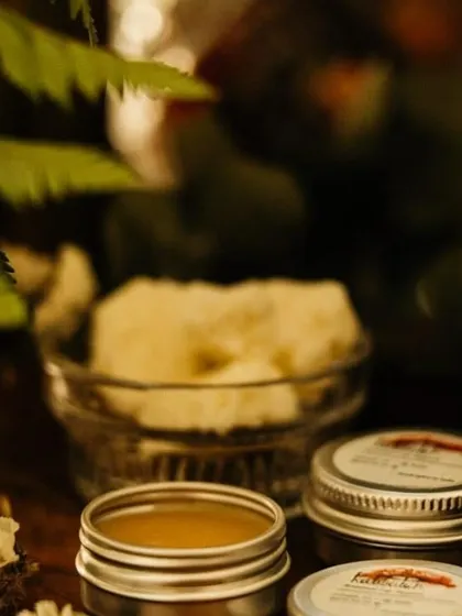 A glimpse of my deodorant alongside some of the natural ingredients I use, like unrefined shea butter.