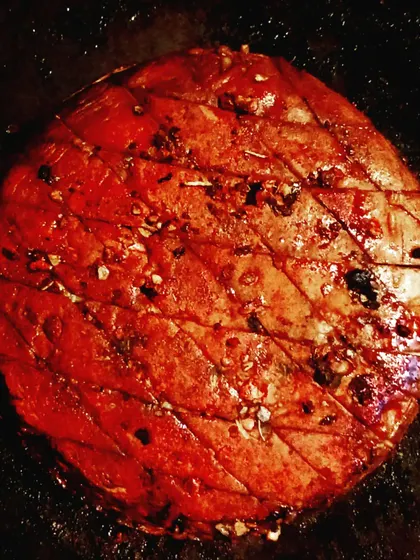 My take on a vegan steak, using a large portobello mushroom marinated and grilled to create a rich, meaty texture.