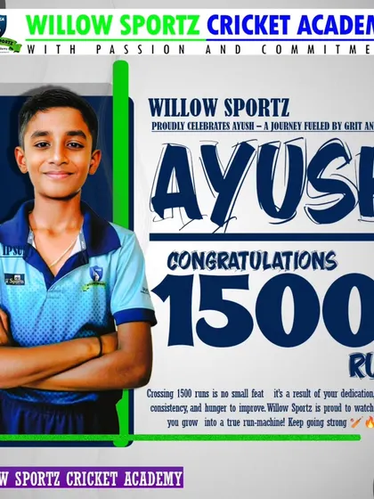 Another milestone achieved. We congratulate Ayush on crossing 1500 runs, a result of his consistent performance and hunger to improve.
